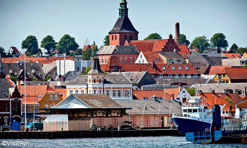 Blick auf Svendborgs historischen Stadtkern